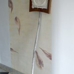 branch, wood, rubber mat, fabric, embroidery 190 x 42 x 8 cm / 2003