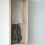 bandage, silk lining, hook in eye wooden frame, closet hooks 102 x 39 x 17 cm / 2004