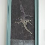 organza, lining, silk, embroidery, pins, wood 60 x 32 x 4 cm / 2017