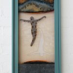 organza, silk, lead, embroidery, wood 60 x 32 x 4 cm / 2018
