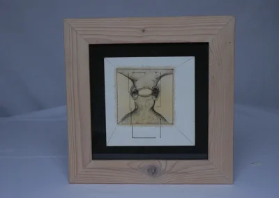 Back to basics In plaats | drawing in wooden frame ink, pencil, acrylic paint